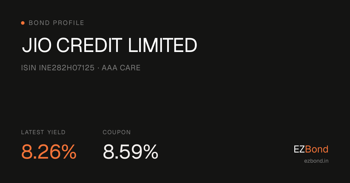 JIO CREDIT LIMITED NCD — Bond Price, Yield & Interest Rate ...